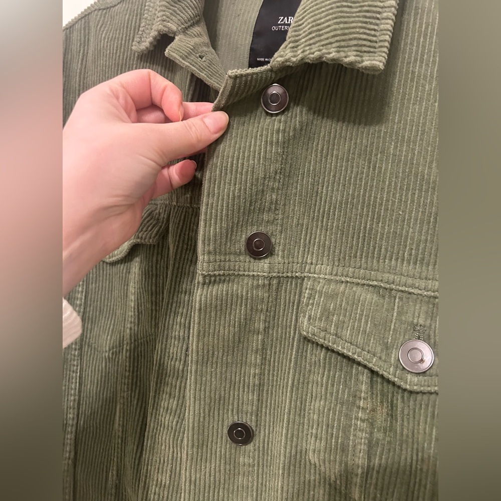 Zara Olive Green Corduroy Shacket/Jacket - Picture 7 of 8